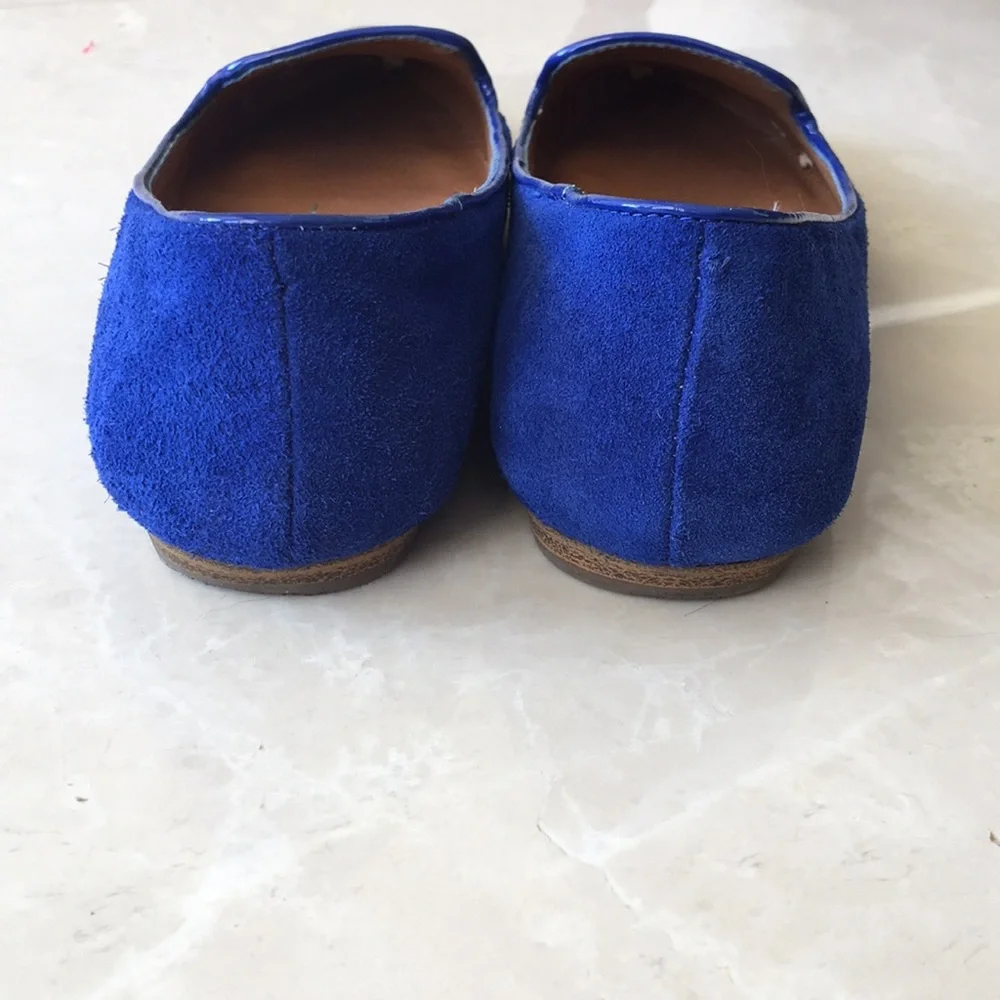 Dolce Vita Royal Blue Suede Flats with Silver Metallic Cap Toe